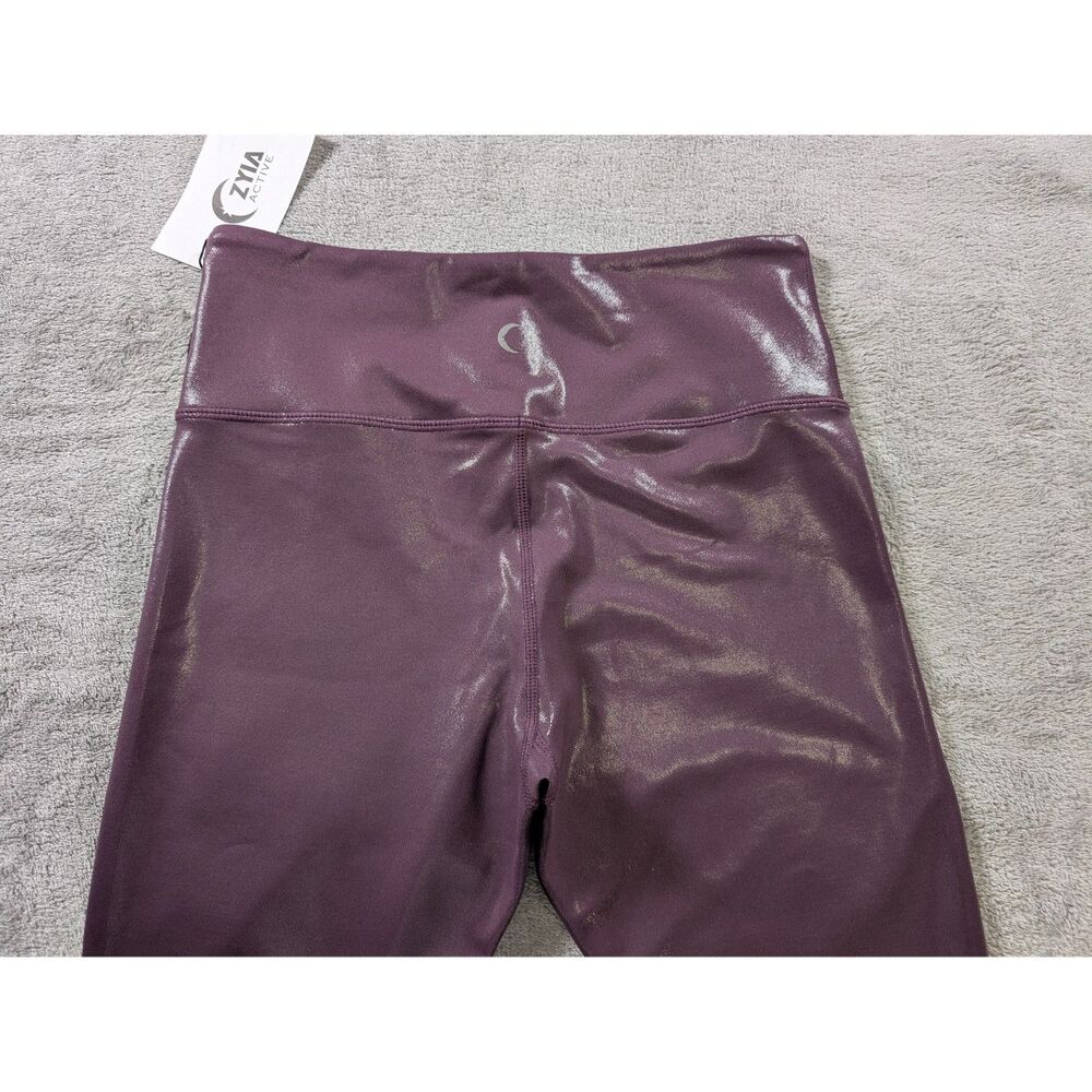 Zyia Active Light N Tight Leggings Womens 6-8 Plum Metallic Sheen High Rise 7/8 - Picture 5 of 10